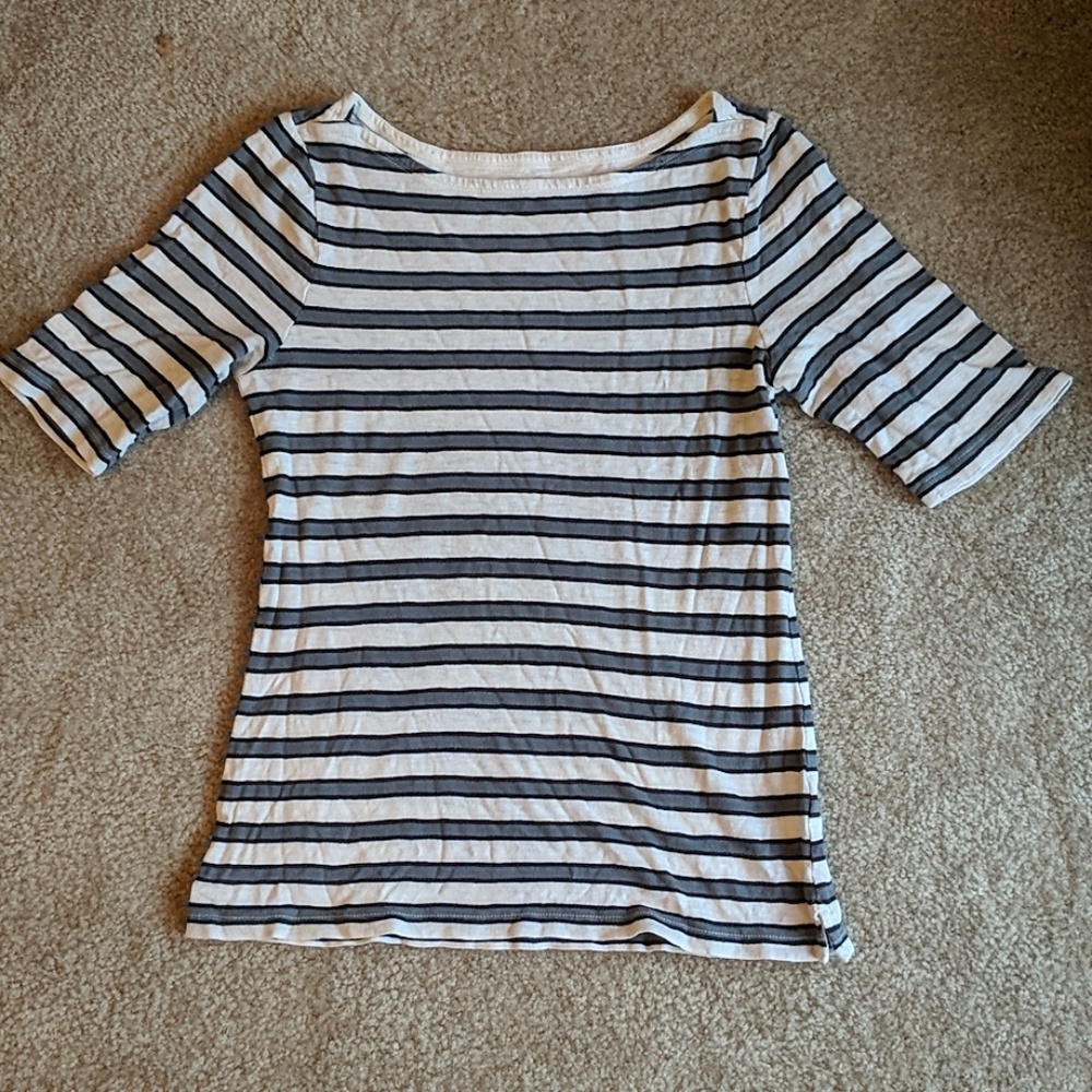 J Crew Painter Tee - Grey and White Stripes